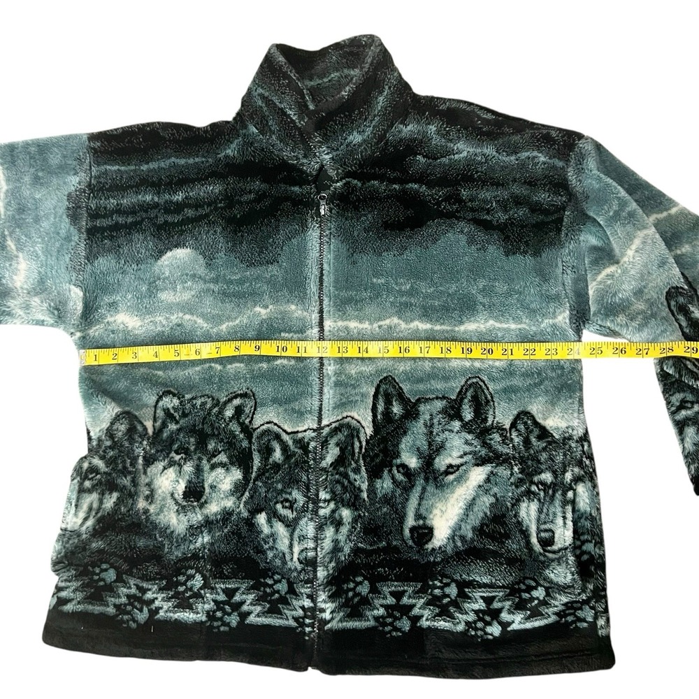 Vintage Mazmania Wolf Print Fleece Jacket Mens XXL Made In USA - Picture 7 of 9